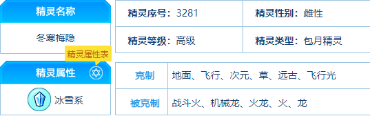赛尔号 冬寒梅隐的种族值与技能解析