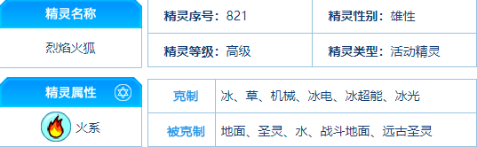 赛尔号 烈焰火狐的种族值与技能介绍